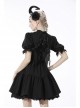 Gothic Lace Design Angel Wing Decoration Puff Short Sleeves Doll Mini Black Dress
