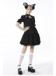 Gothic Lace Design Angel Wing Decoration Puff Short Sleeves Doll Mini Black Dress