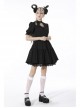 Gothic Lace Design Angel Wing Decoration Puff Short Sleeves Doll Mini Black Dress