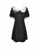 Black Gothic Lolita Button Decoration Lace-Trim Rabbit Ear Dress