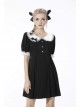 Black Gothic Lolita Button Decoration Lace-Trim Rabbit Ear Dress