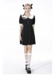 Black Gothic Lolita Button Decoration Lace-Trim Rabbit Ear Dress