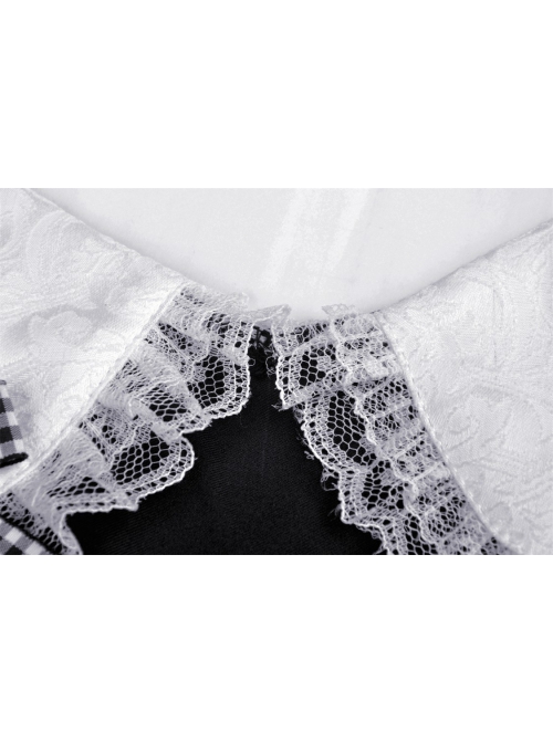 Black Gothic Lolita Button Decoration Lace-Trim Rabbit Ear Dress