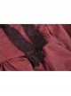 Victoria Black Red Tie Waist Lace Decoration Ruffle Trim Low V Neck Dress