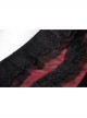 Victoria Black Red Tie Waist Lace Decoration Ruffle Trim Low V Neck Dress