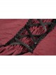 Victoria Black Red Tie Waist Lace Decoration Ruffle Trim Low V Neck Dress