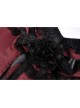 Victoria Black Red Tie Waist Lace Decoration Ruffle Trim Low V Neck Dress