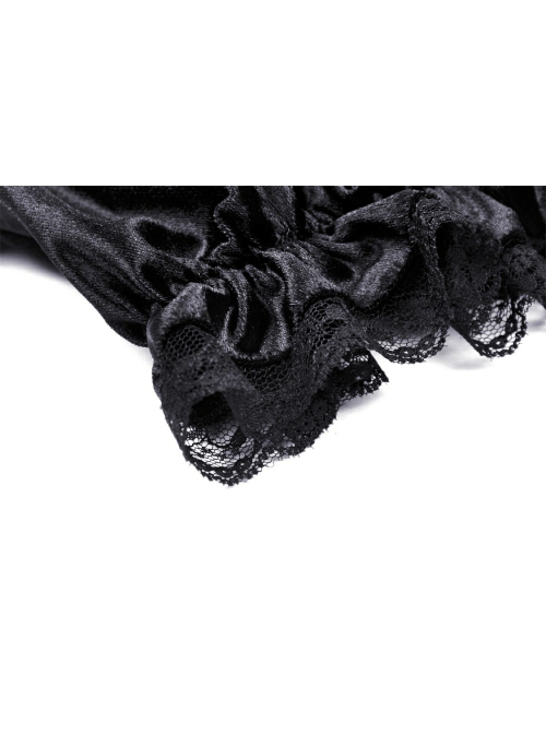 Gothic Lace Design Pearl Decoration Sexy Ruffle Off Shoulder Black Velvet Dress