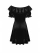 Gothic Lace Design Pearl Decoration Sexy Ruffle Off Shoulder Black Velvet Dress