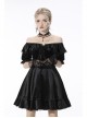 Gothic Lace Design Pearl Decoration Sexy Ruffle Off Shoulder Black Velvet Dress