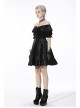 Gothic Lace Design Pearl Decoration Sexy Ruffle Off Shoulder Black Velvet Dress