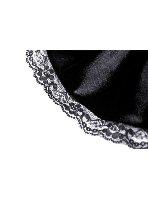 Gothic Lace Design Pearl Decoration Sexy Ruffle Off Shoulder Black Velvet Dress
