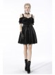 Gothic Lady Off Shoulder Pleated Lace Design Velvet Black Party Dress