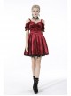 Gothic Lady Off Shoulder Pleated Lace Design Velvet Red Party Dress