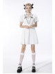 Gothic Pleated Lace Design  Princess White Puff Sleeves Dress