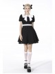 Black Lolita White Lace Big Bow Collar Short Sleeve Dress