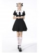 Black Lolita White Lace Big Bow Collar Short Sleeve Dress