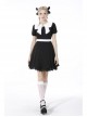 Black Lolita White Lace Big Bow Collar Short Sleeve Dress