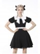 Black Lolita White Lace Big Bow Collar Short Sleeve Dress