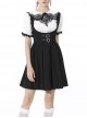 Gothic The heart Drip Lace Decoration Large Lapel Bandage Black  Blouse