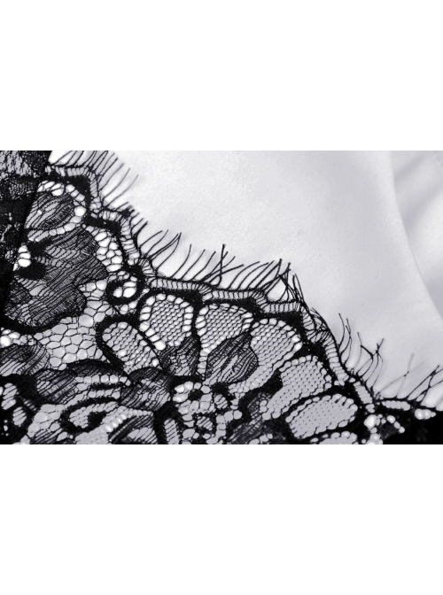 Gothic The heart Drip Lace Decoration Large Lapel Bandage Black  Blouse