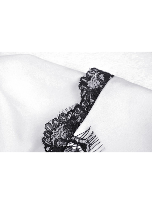 Gothic The heart Drip Lace Decoration Large Lapel Bandage Black  Blouse