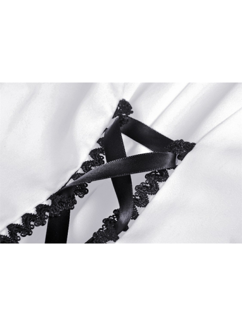 Gothic The heart Drip Lace Decoration Large Lapel Bandage Black  Blouse