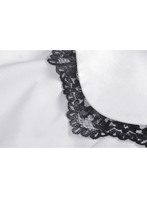 Gothic The heart Drip Lace Decoration Large Lapel Bandage Black  Blouse