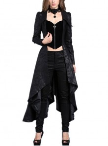 Black Gothic Pattern Printing Decoration Buckle Strap Design Jacket Of Sides Long Middle Short