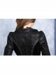 Black Gothic Pattern Printing Decoration Buckle Strap Design Jacket Of Sides Long Middle Short