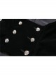 Gothic Cross Decoration Double-Breasted Design Frilled Lace Lapel Long Velvet Black Jacket