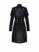 Gothic Cross Decoration Double-Breasted Design Frilled Lace Lapel Long Velvet Black Jacket