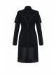 Gothic Cross Decoration Double-Breasted Design Frilled Lace Lapel Long Velvet Black Jacket