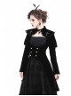Gothic Cross Decoration Double-Breasted Design Frilled Lace Lapel Long Velvet Black Jacket