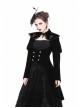 Gothic Cross Decoration Double-Breasted Design Frilled Lace Lapel Long Velvet Black Jacket