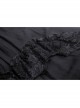 Black Gothic Vintage Elastic Waist Design Multi-Frills Chiffon Long Skirt