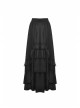 Black Gothic Vintage Elastic Waist Design Multi-Frills Chiffon Long Skirt