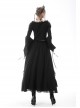 Black Gothic Vintage Elastic Waist Design Multi-Frills Chiffon Long Skirt