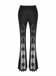 Punk Sexy Hollow Out Lace Pattern Decoration Black Bell Trousers