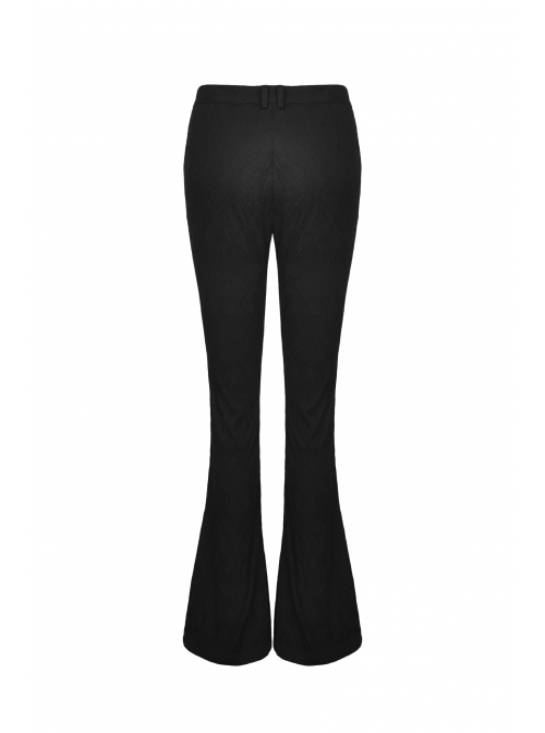 Punk Sexy Hollow Out Lace Pattern Decoration Black Bell Trousers