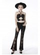 Punk Sexy Hollow Out Lace Pattern Decoration Black Bell Trousers