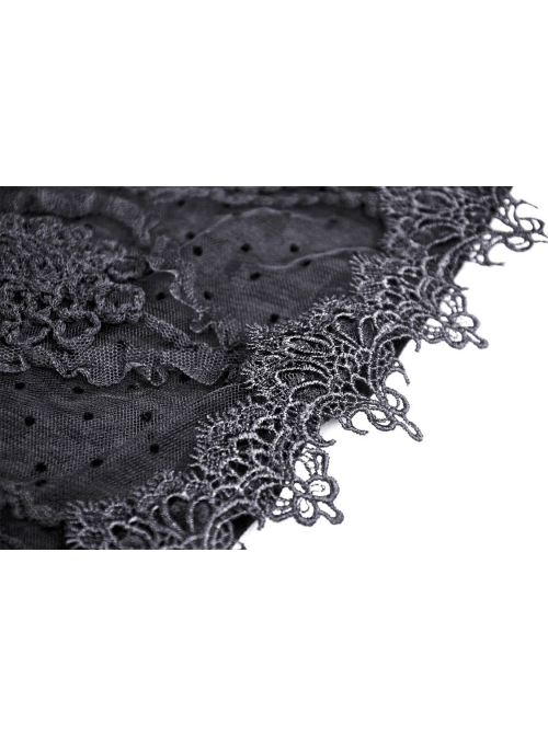 Punk Sexy Hollow Out Lace Pattern Decoration Black Bell Trousers