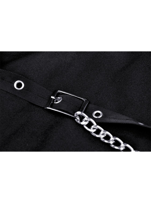 Gothic Metal Ghost Hand Decoration Black High Waist Mini Shorts