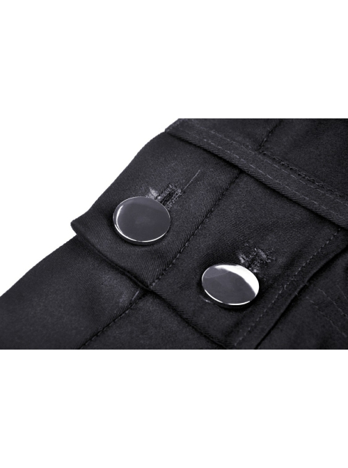 Gothic Metal Ghost Hand Decoration Black High Waist Mini Shorts