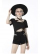 Gothic Metal Ghost Hand Decoration Black High Waist Mini Shorts