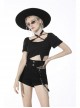 Gothic Metal Ghost Hand Decoration Black High Waist Mini Shorts