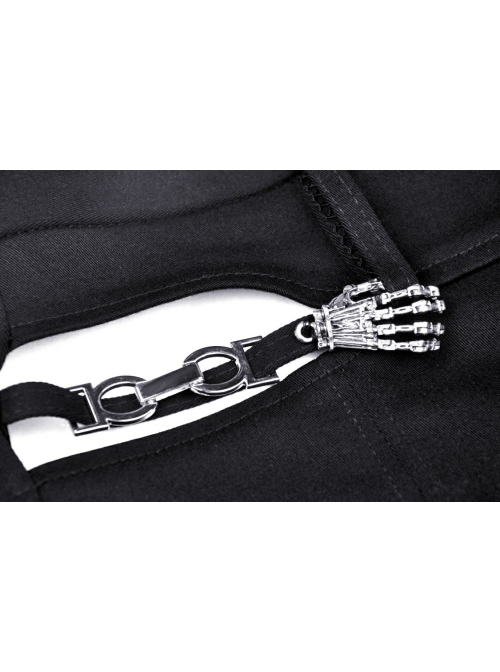 Gothic Metal Ghost Hand Decoration Black High Waist Mini Shorts