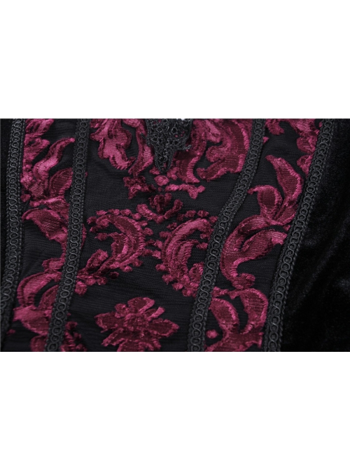 Gothic Black And Red Graphic Printing Design Chest Strap Decoration Flared Sleeves Female T-shirt