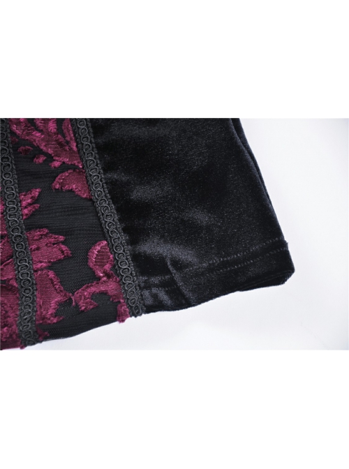 Gothic Black And Red Graphic Printing Design Chest Strap Decoration Flared Sleeves Female T-shirt