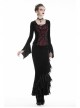 Gothic Black And Red Graphic Printing Design Chest Strap Decoration Flared Sleeves Female T-shirt